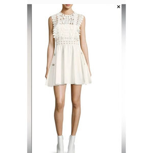 Self-Portrait Dress Size Small White Floral-Vine Lace Poplin‎ Mini Dress